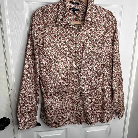 Lands' End No Iron button up shirt Size 18 floral Paisley Oxford - Picture 1 of 10